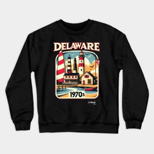 Delaware Dunes: Seashore Sentiments & Heritage - American Vintage Retro style USA State Crewneck Sweatshirt